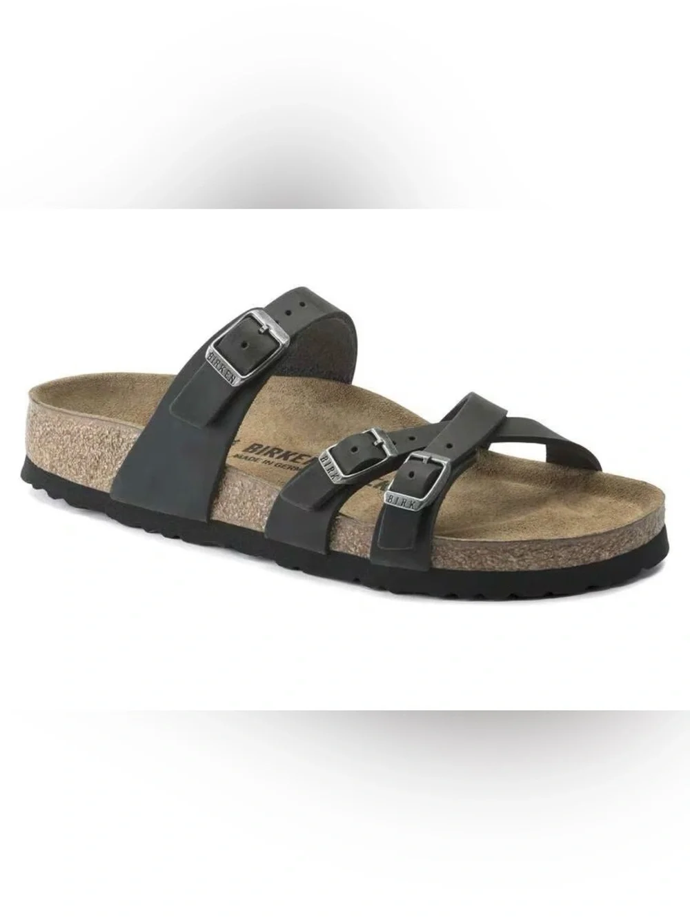 Birkenstock 💅 Franca Black Oiled Leather  Buckle Sandals Slides Wmns 6 7 8 9 10 - Picture 7 of 10